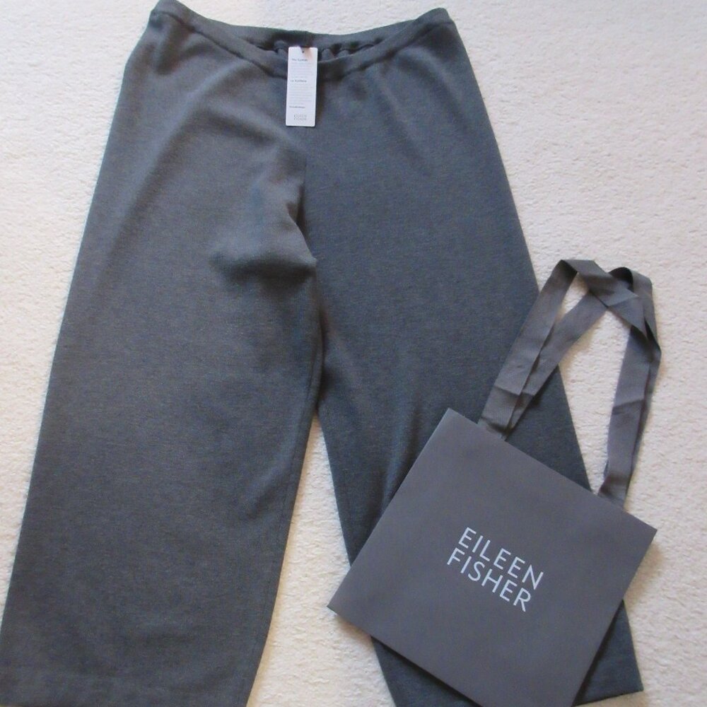 💕 EILEEN FISHER 100% Wool Ash Gray Crop Pants in Large - LIKE NEW 💕